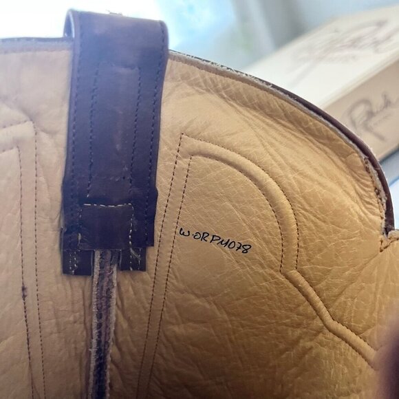 Rod Patrick Mens Cowboy Boots 11B Brown Leather Sole Round Toe 12" Tall Shaft - Picture 10 of 12